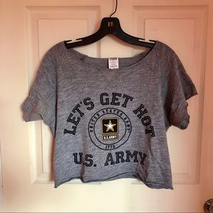 Victoria’s Secret PINK U.S. Army Crop Tee Gray